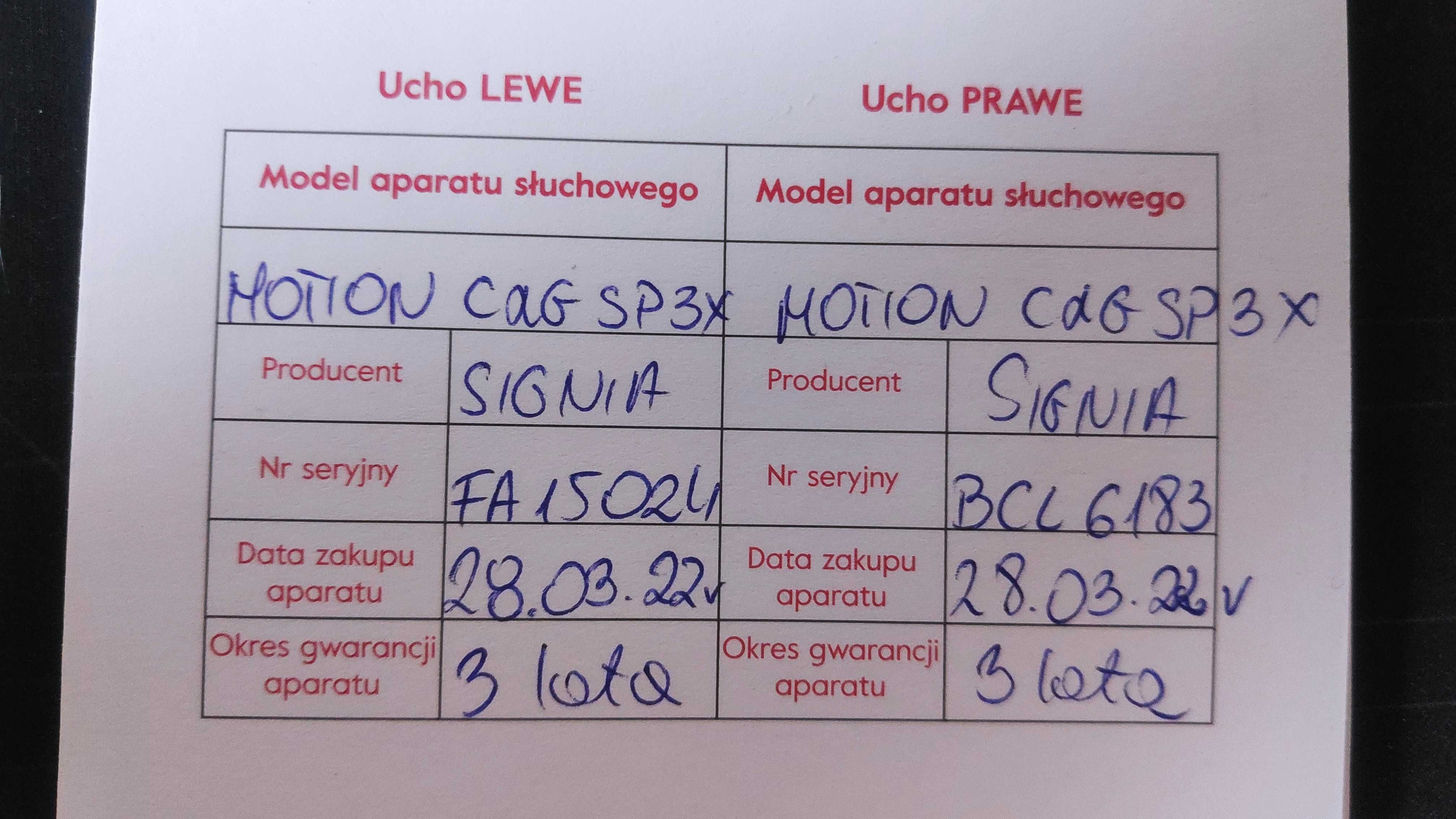 2szt x SIGNIA MOTION CHARGE & GO SP3X 2 lata GWARANCJI ładowarka