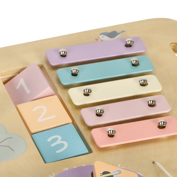 Tablica manipulacyjna LULILO LUDO stolik drewniany sensoryczny różowy