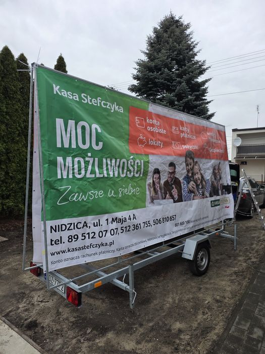 Wynajme przyczepe reklamową 25 m kwadratowych reklamy