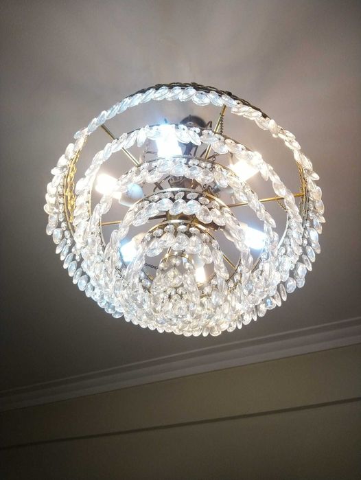 lustre grande 6 níveis de cristais anos 50