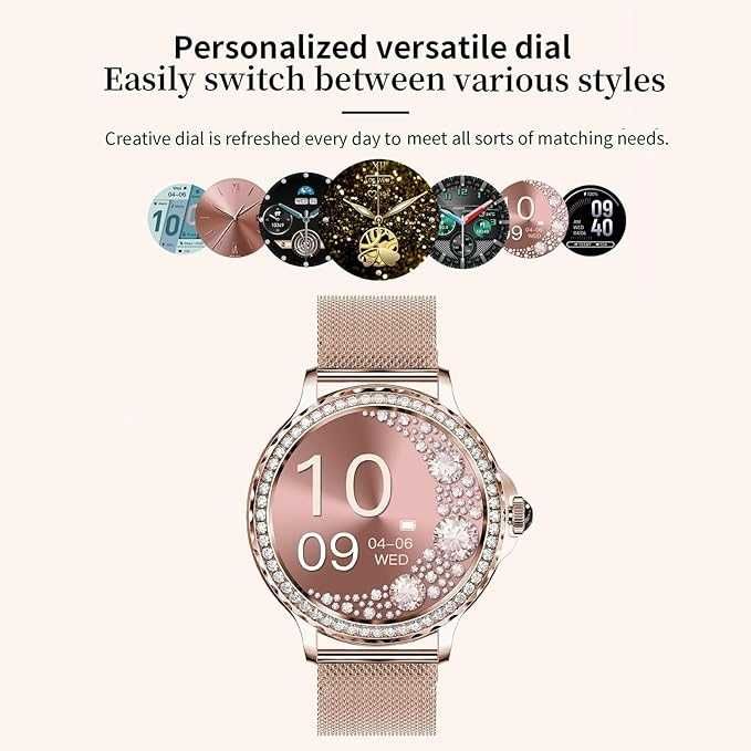 SmartWatch BCCloud NX19 GOLD inteligentny zegarek dla kobiet, dwie opa