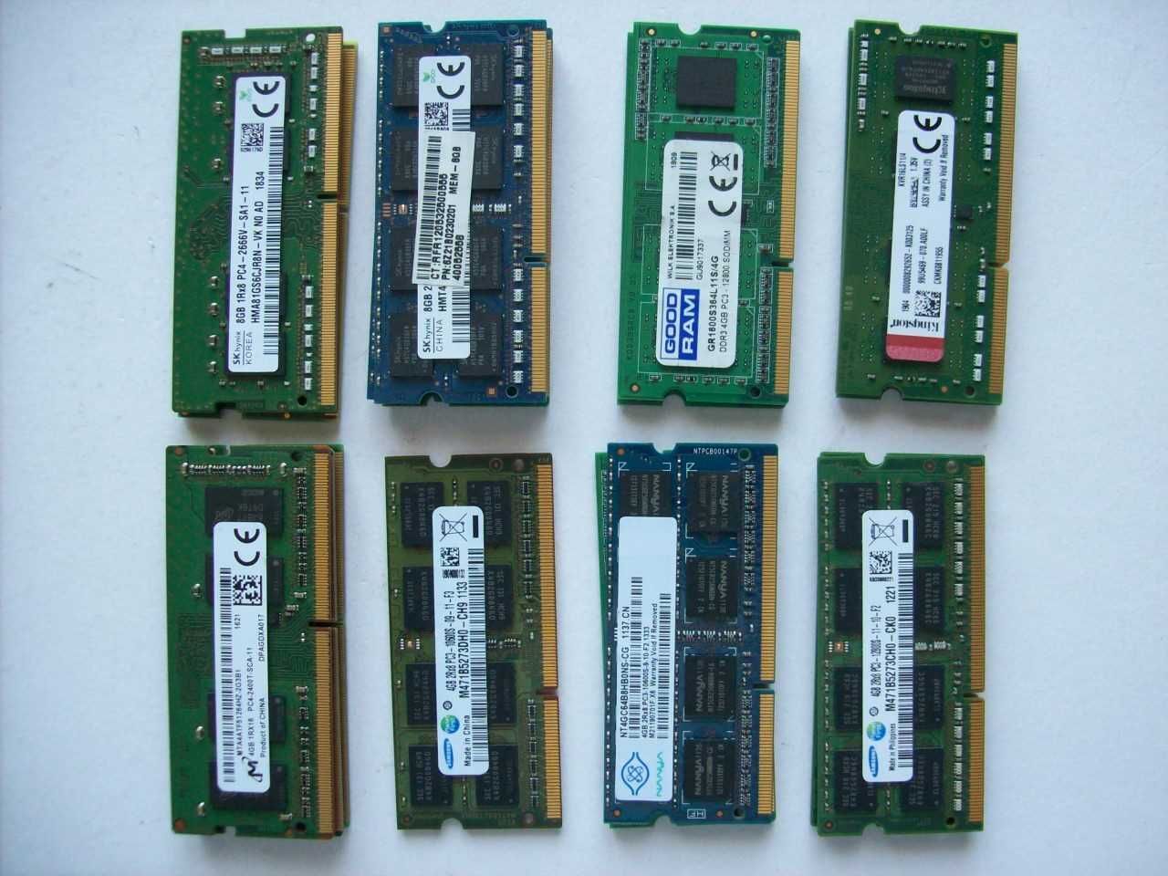 Pamięć RAM do laptopa DDR3 i DDR4 - kości od 1GB do 8GB
