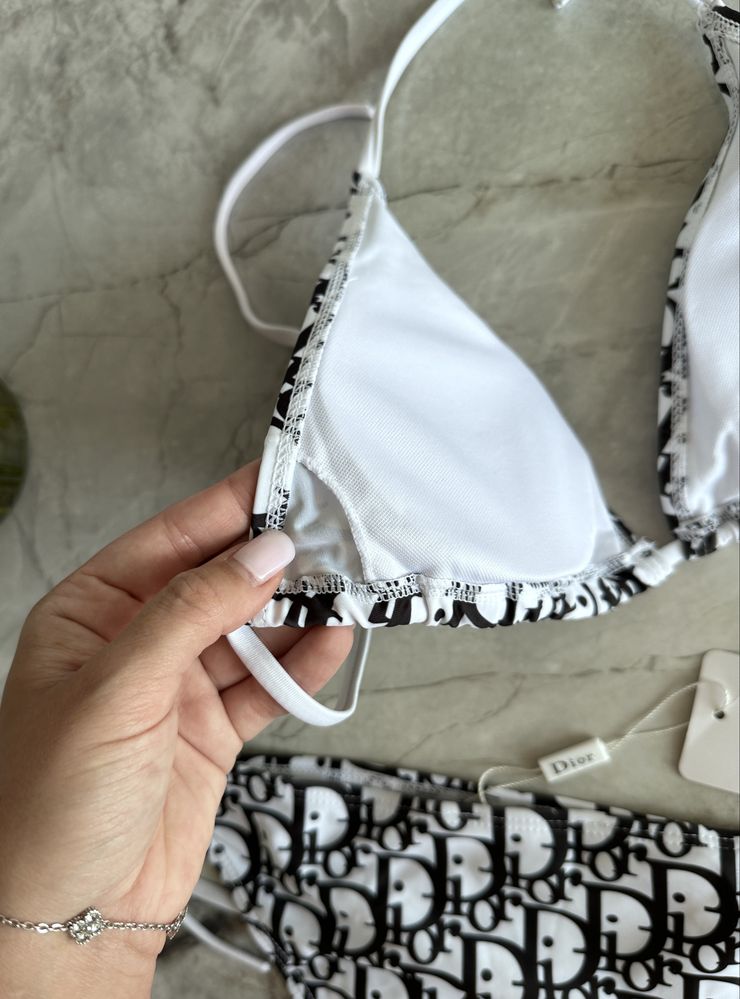 Купальник Dior XS,S,M білий-чорний роздільний, діор, диор