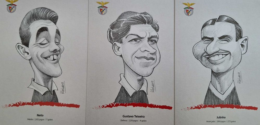 Benfica (figuras históricas) - 12 selos + 12 postais - 1ª série (novo)