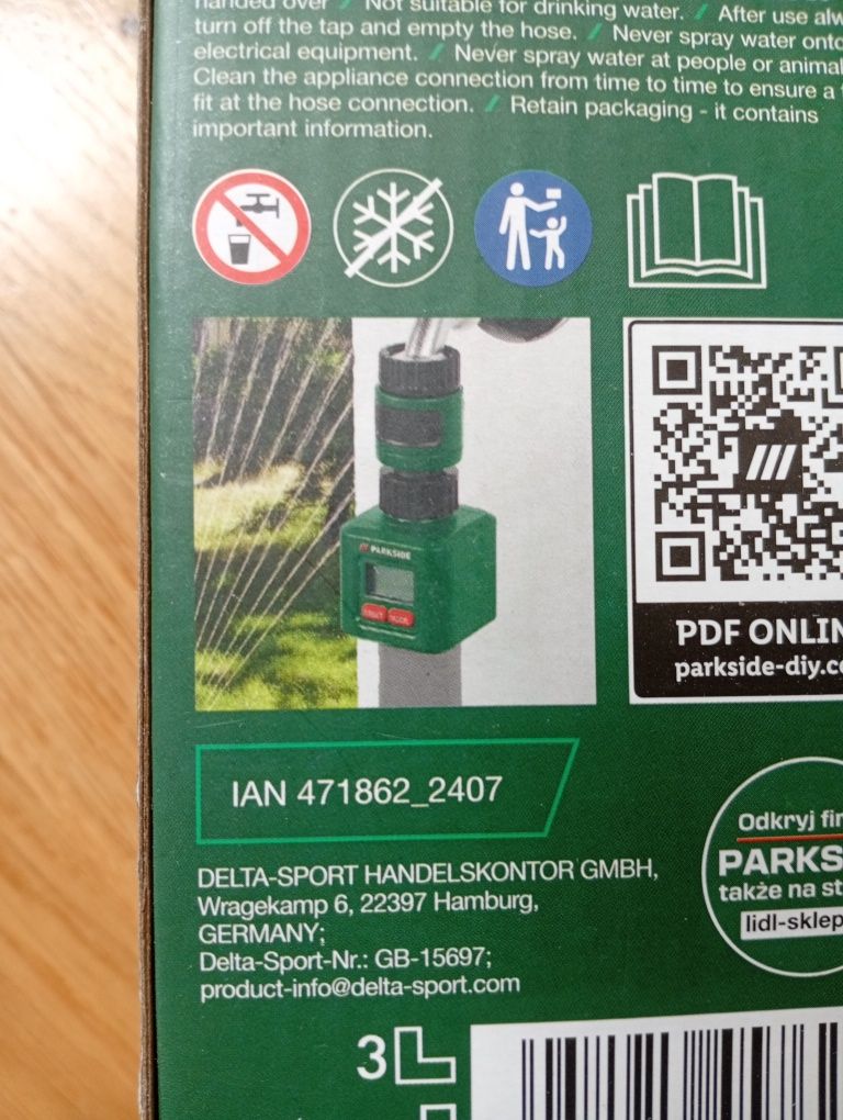 Wodomierz Parkside ogrodowy IPX4