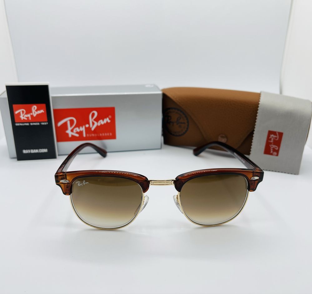 Солнцезащитные очки Ray Ban Clubmaster RB3016 Brown Gradient 51 стекло