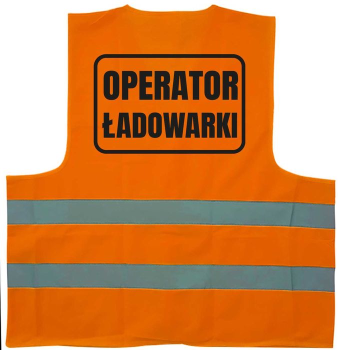 pomarańczowa kamizelka odblaskowa z nadrukiem operator ładowarki