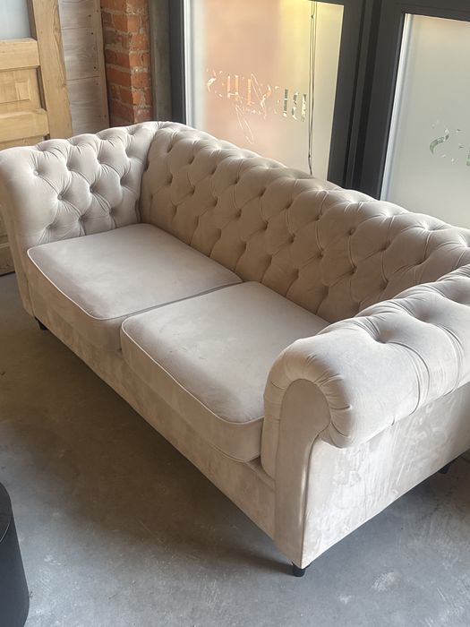 Sofa chesterfield kanapa glamour beżowa