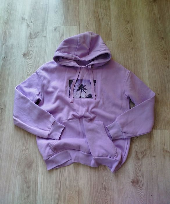 Ocieplana fioletowa bluza z kapturem