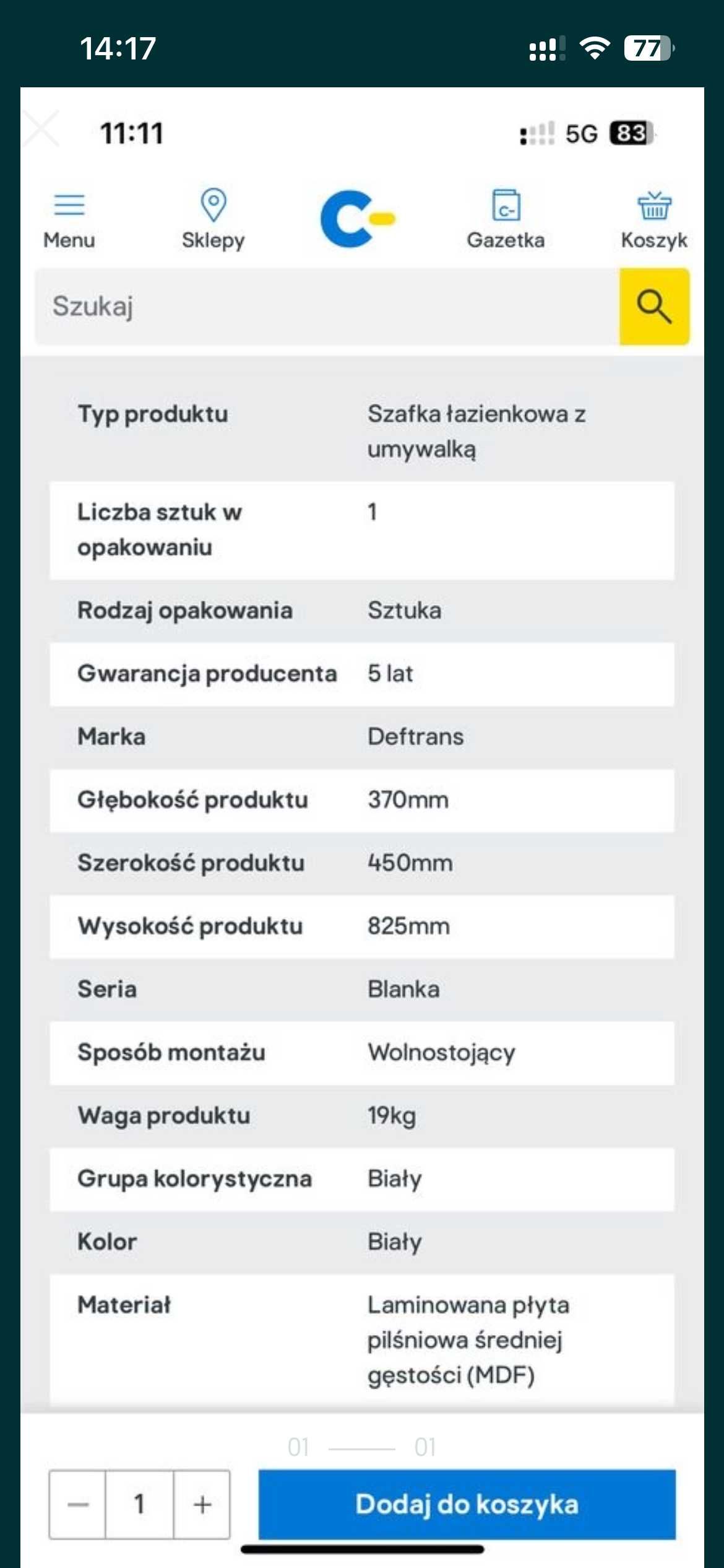 umywalka łazienkowa z szafką