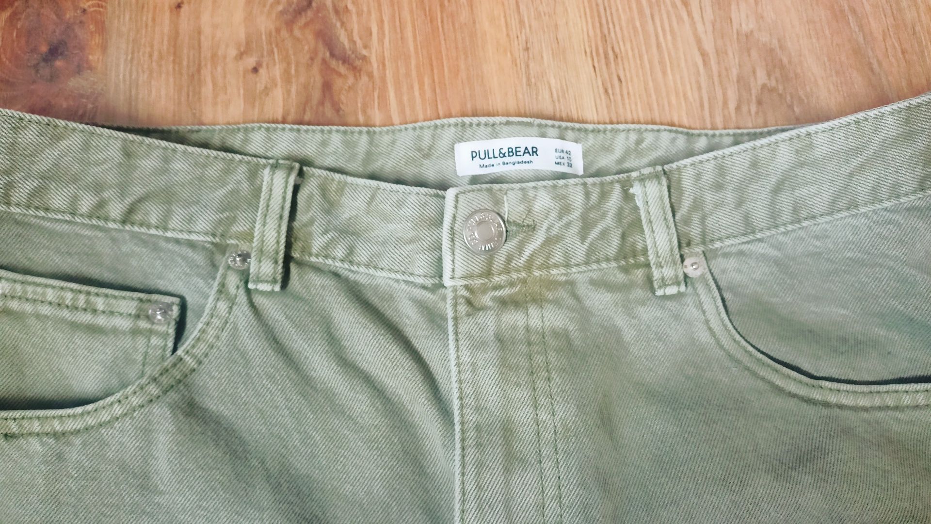 Denim green shorts