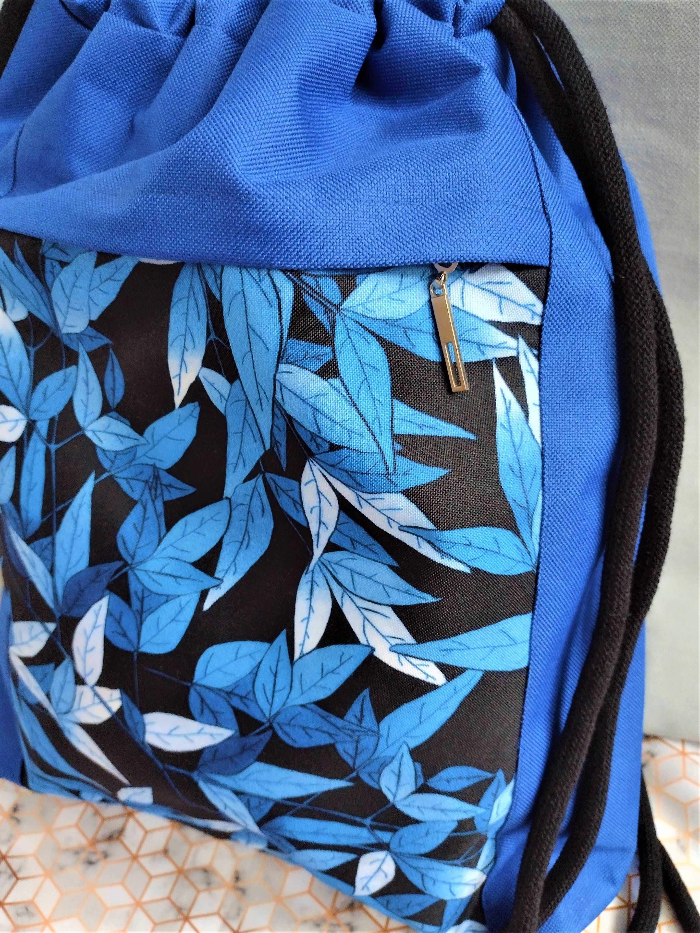 Workoplecak wodoodporny plecak na plecy niebieski chabrowy liście