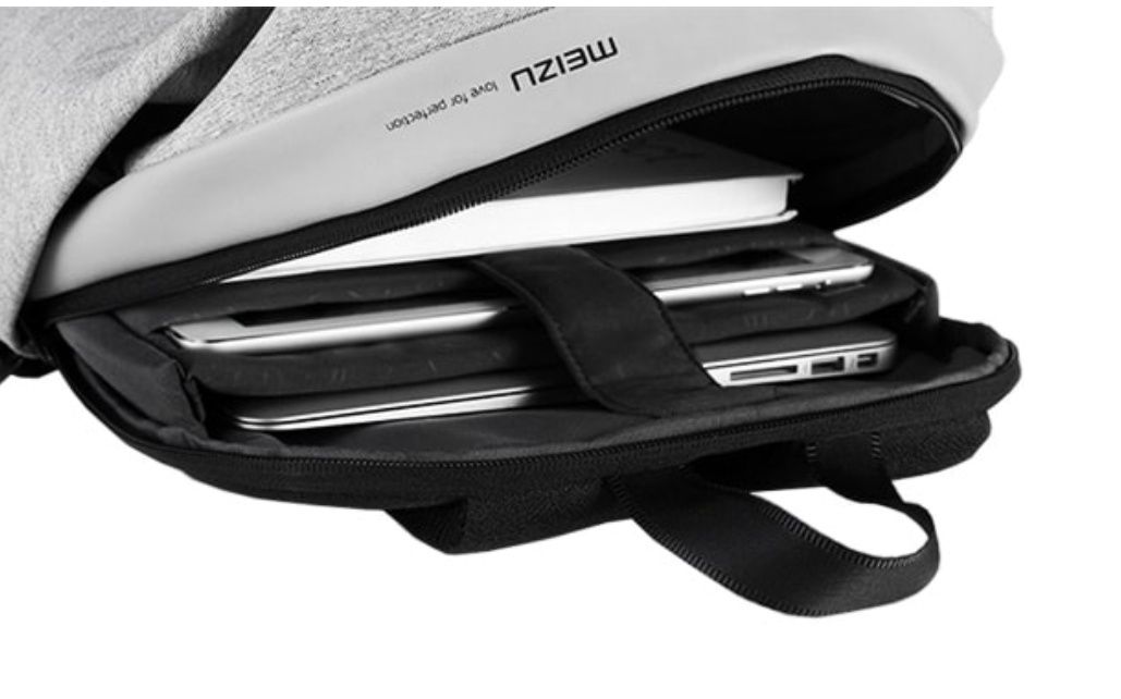 городской рюкзак антивор для ноутбука Meizu Backpack bag light grey