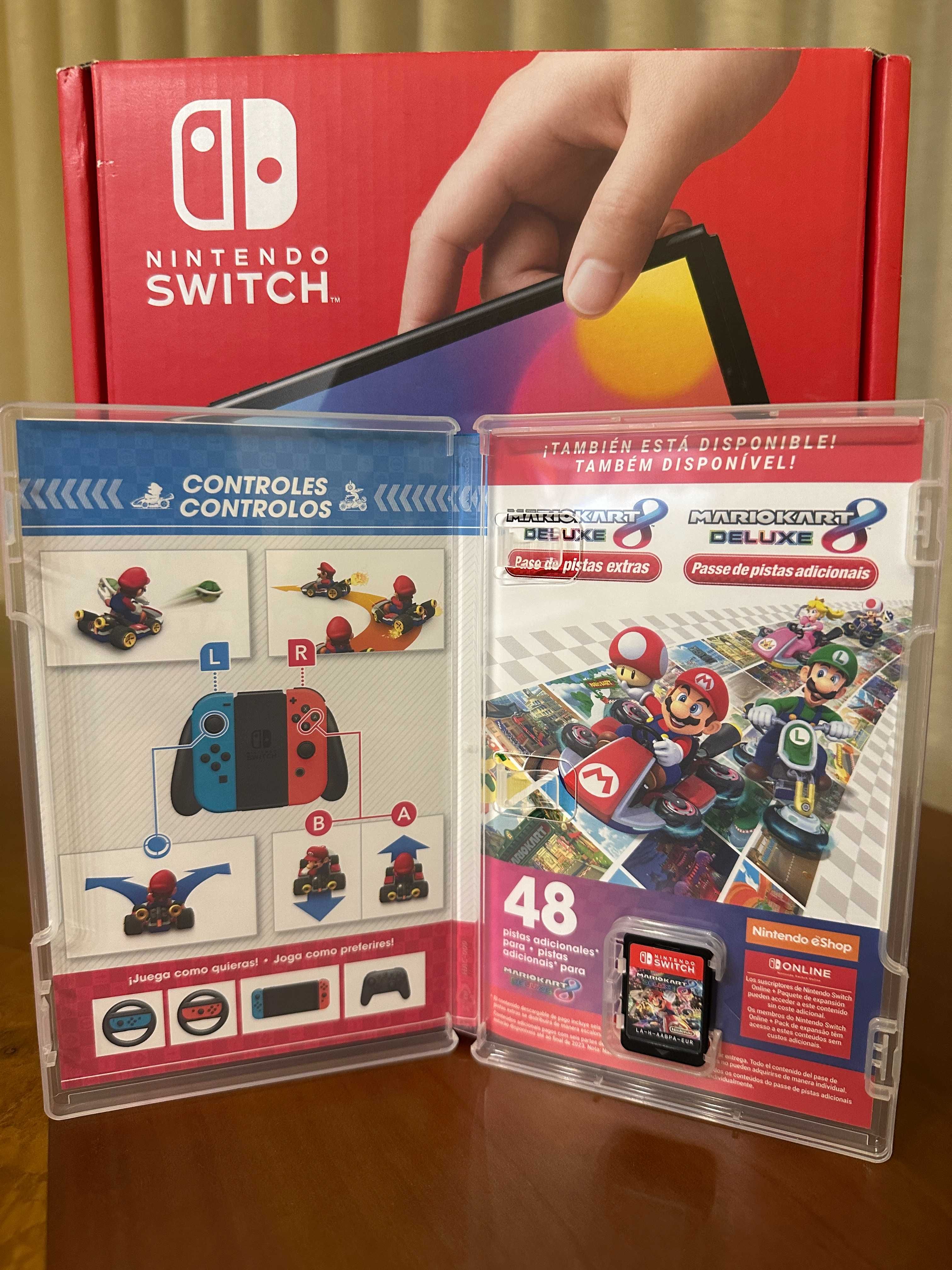 Nintendo Switch OLED 64GB + Mario Kart 8 + garantia até dezembro 2026