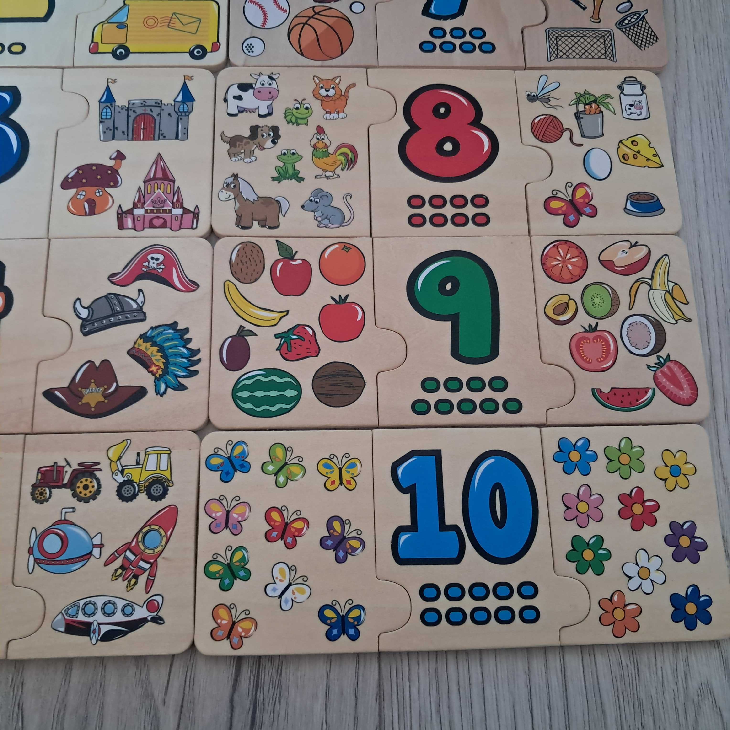 drewniane puzzle nauka cyferek