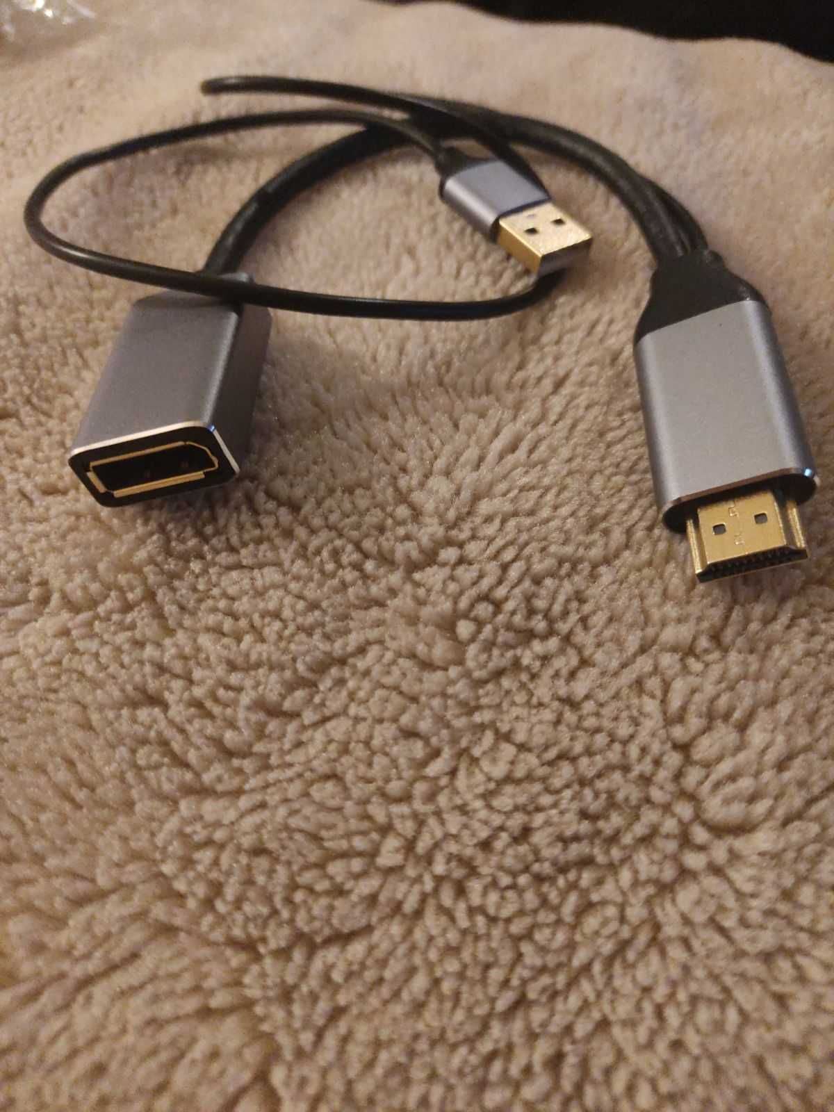 Adapter stacja dokująca DisplayPort gniazdo,HDMI wtyk,USB A wtyk 0,1m