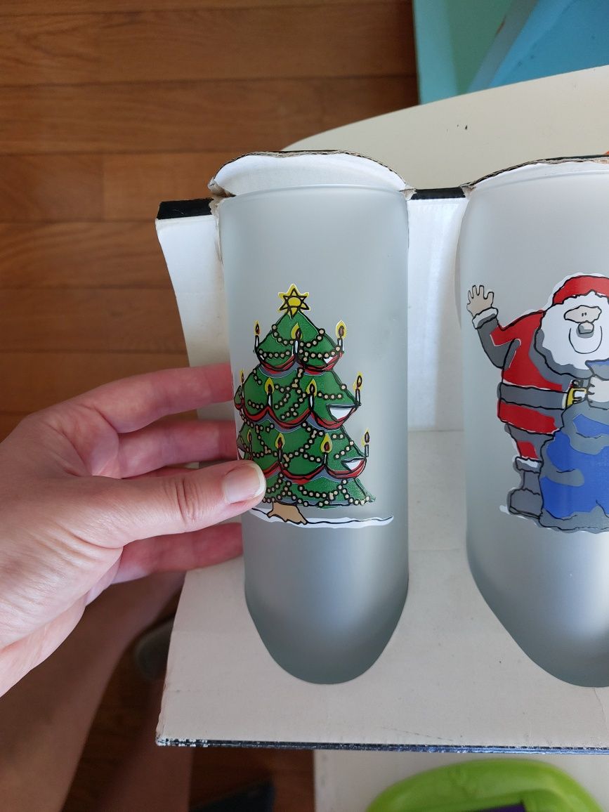 Copos altos vidro desenhos natal