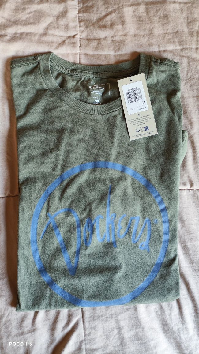 Dockers zielony khaki oliwkowy t-shirt rozm XL