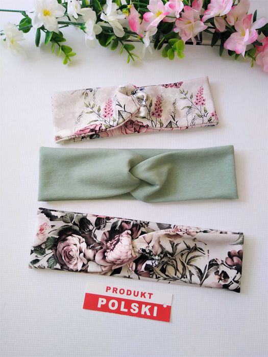 Opaski dla dziewczynek -- 3szt. -- wiązane -- przeplatane -- turbanowe