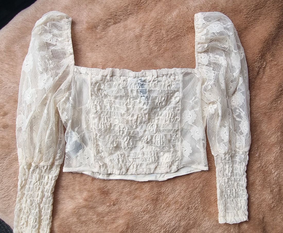 Bluzeczka, crop top koronkowy H&M 36