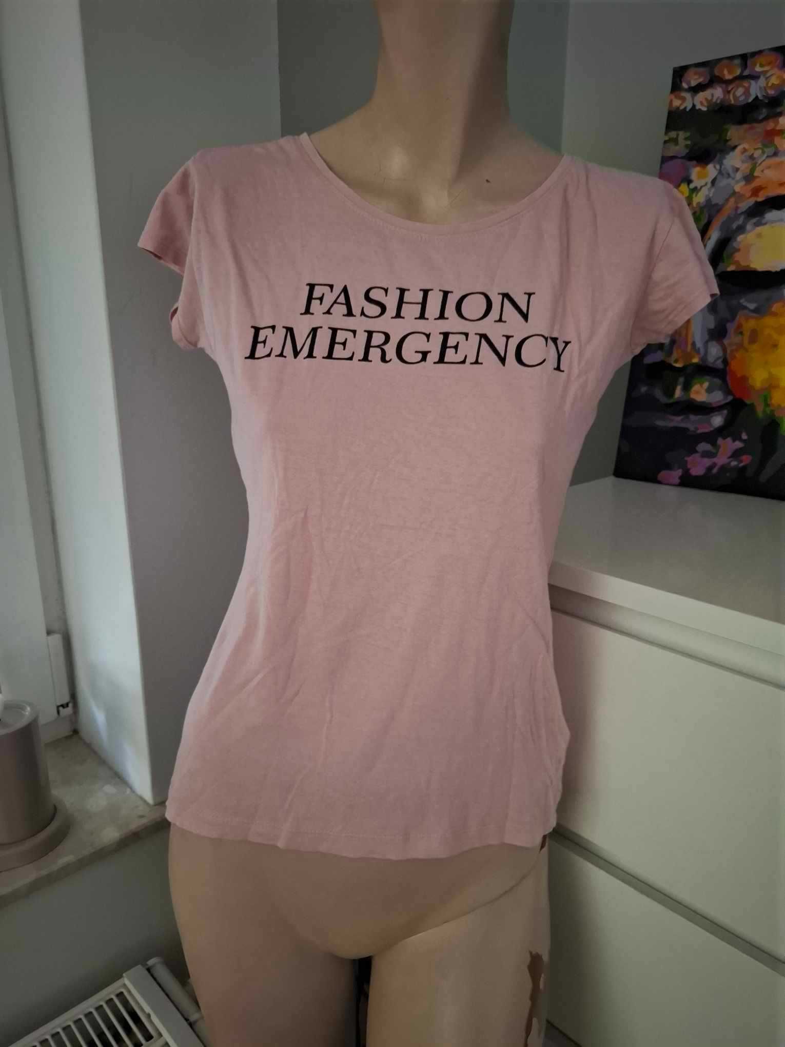 M 38 Sinsay pudrowo różowa koszulka różowy T-shirt pudrowy róż