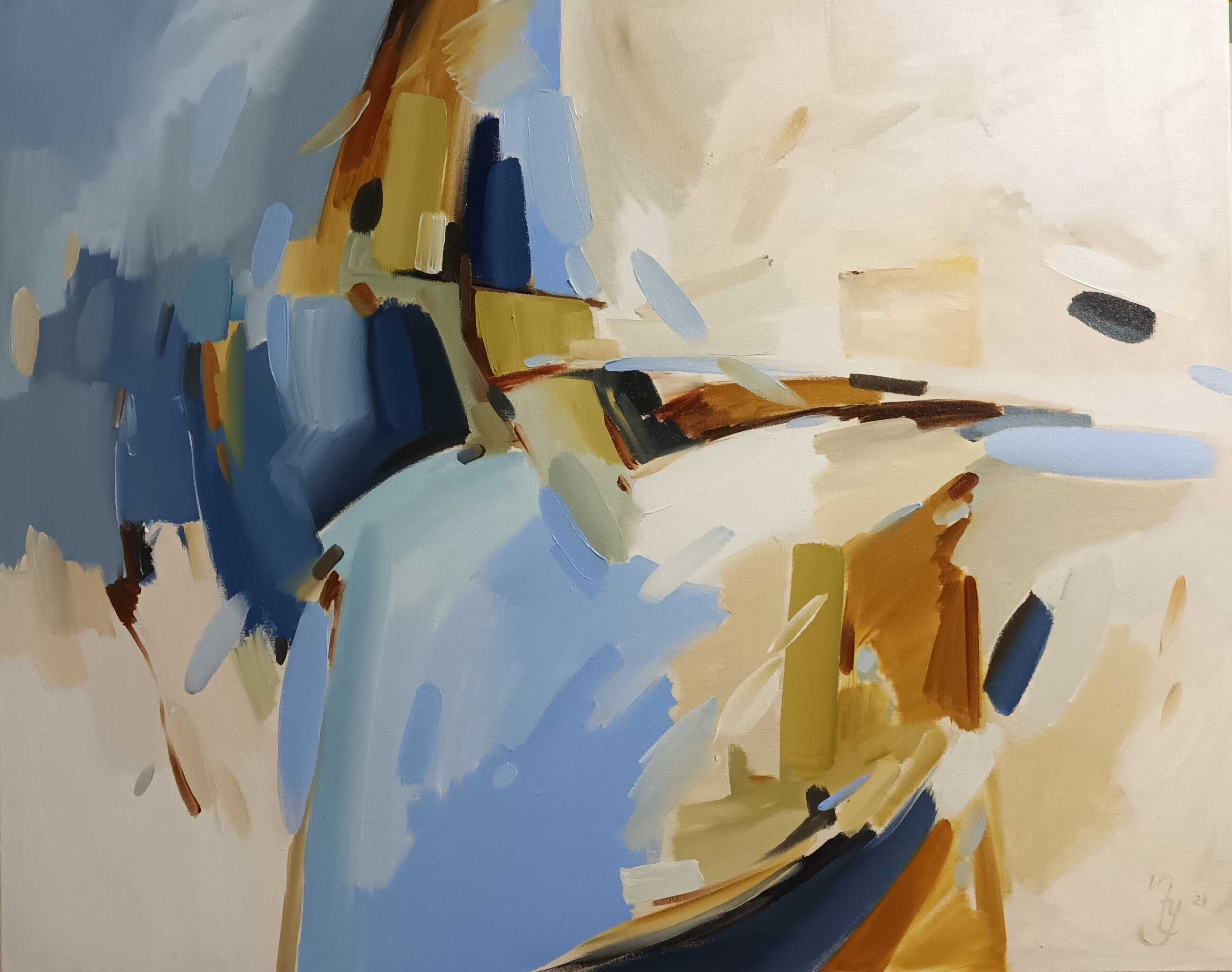 Quadro "Abstracto Azul   "  ,  óleo sobre tela, 100×100 cm.