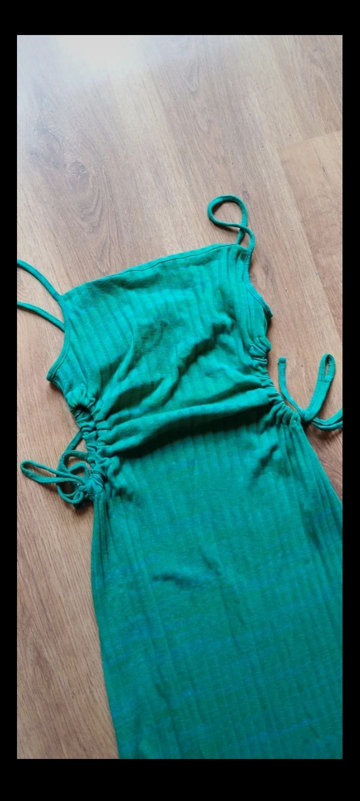 Zara zielona elastyczna m/l sukienka