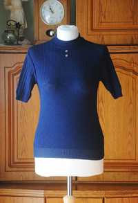 Bluzka golf półgolf guziki prążki sweter vintage retro