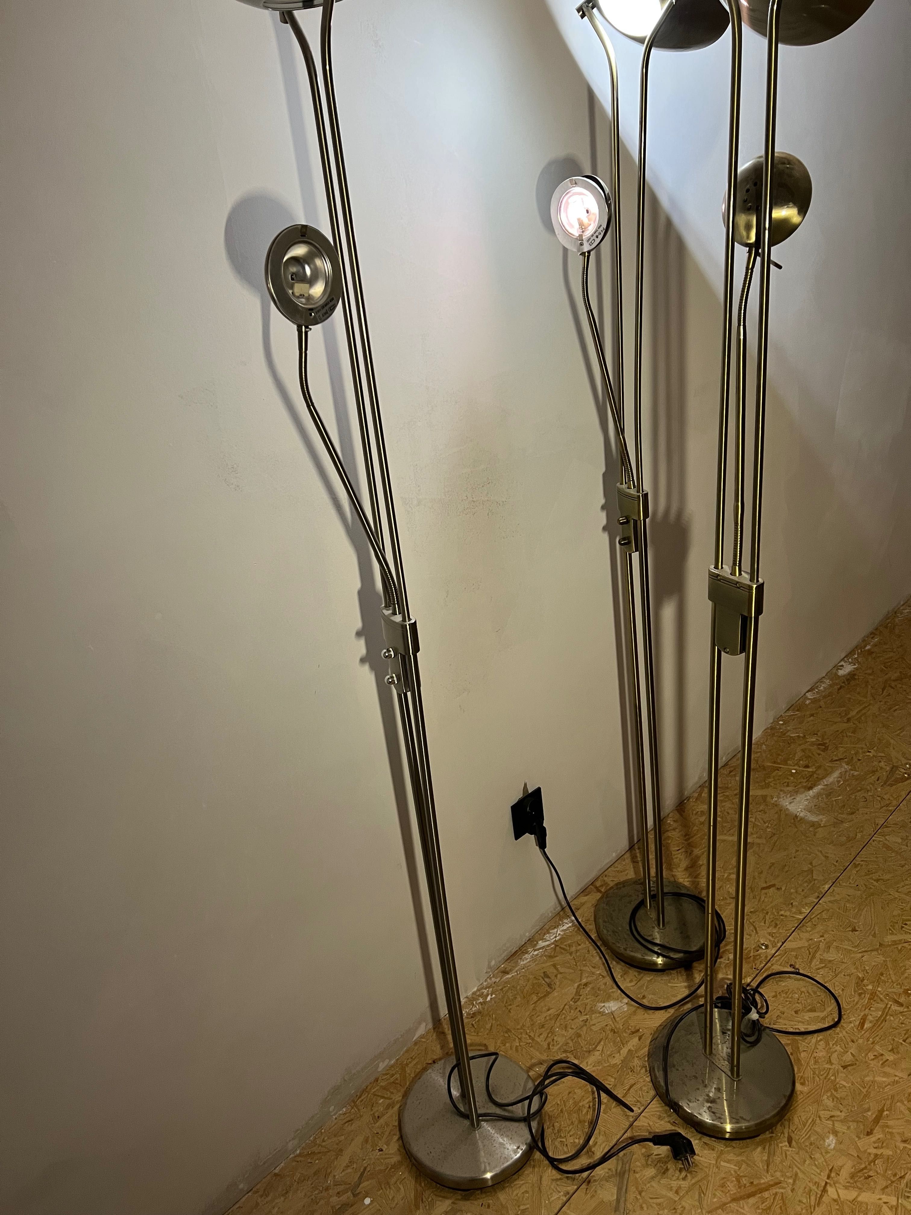 Zlota lampa podlogowa pakiet 3 szt z lampka do czytania i sciemnacz