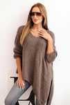 Sweter damski asymetryczny oversize V-neck fango Plus Size L–5XL