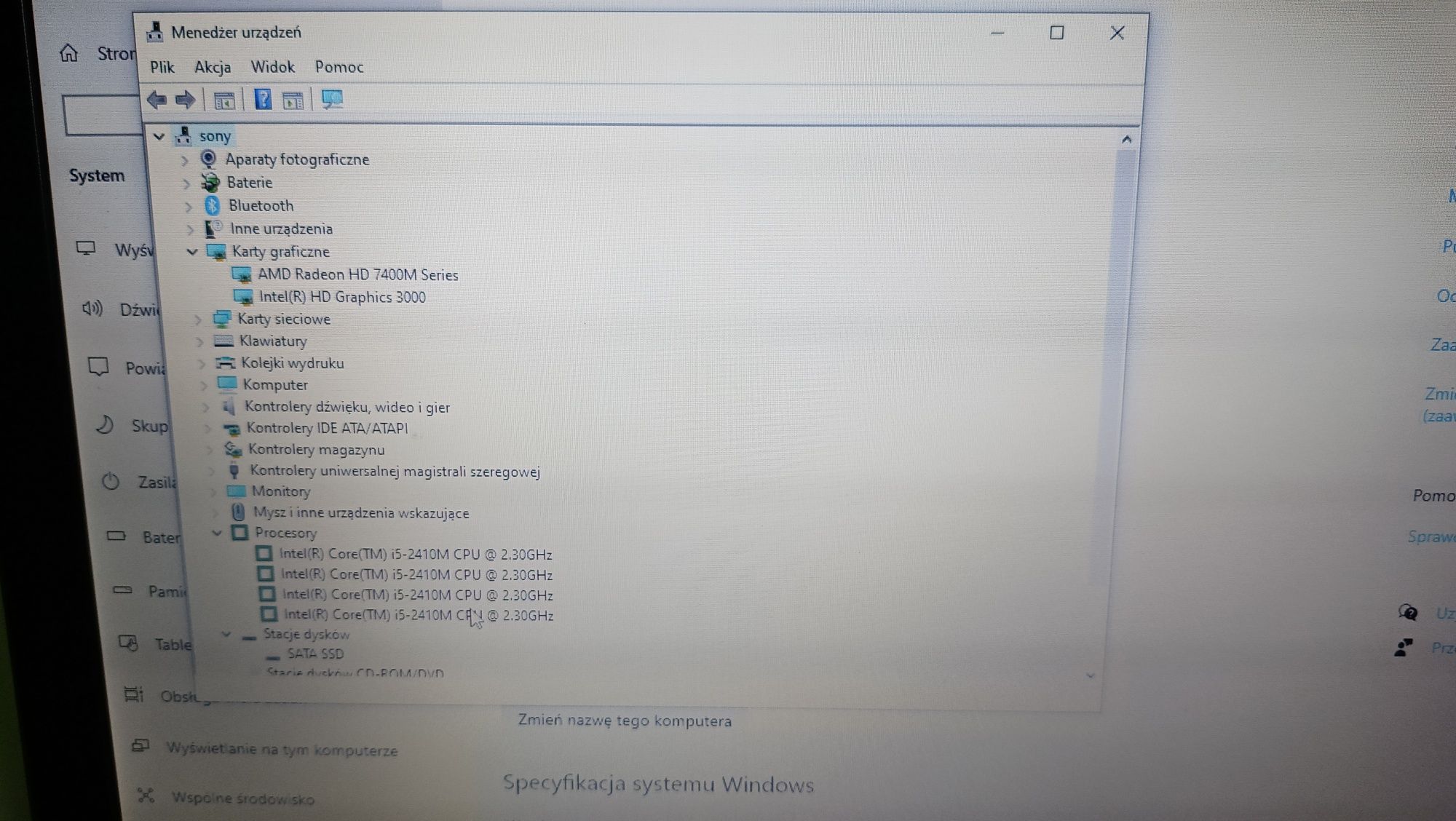 Laptop Sony Vaio z ssd 128 gb