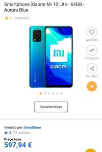 Xiaomi Mi10 lite 5g - 64gb/6gb ram, cinza metalizado, como novo