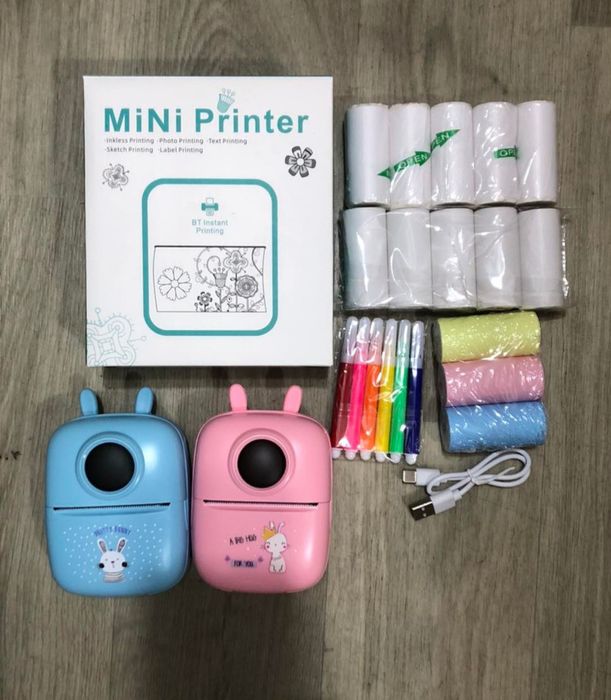 Міні принтер з підсвіткою термопринтер Bunny з повним набором