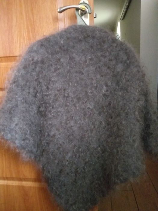 Пуховий платок темно сірий