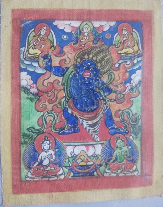 Tybetańska tanka miniaturowa Dharmapāla. 19 wiek