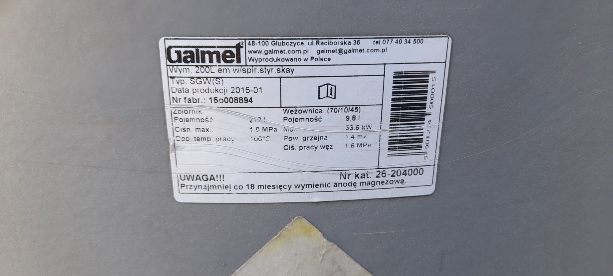 Bojler Galmet 200 l polecam