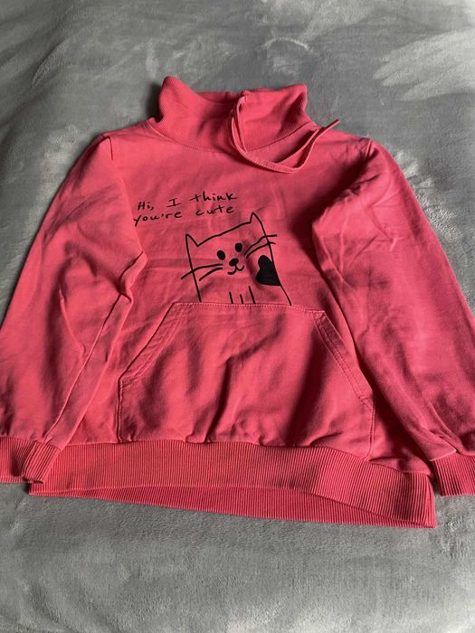 Bluza różowa z kotem rozmiar 128.