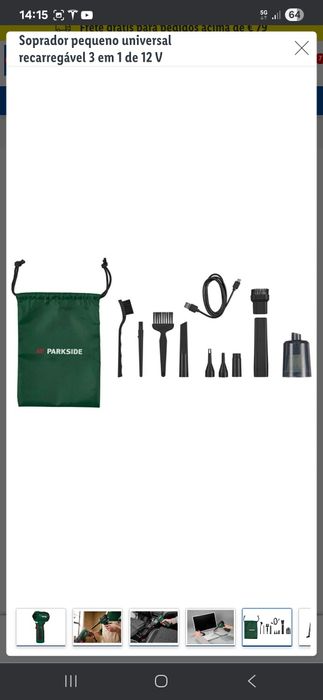 Soprador universal recarregável 3 em 1 de 12 V parkside