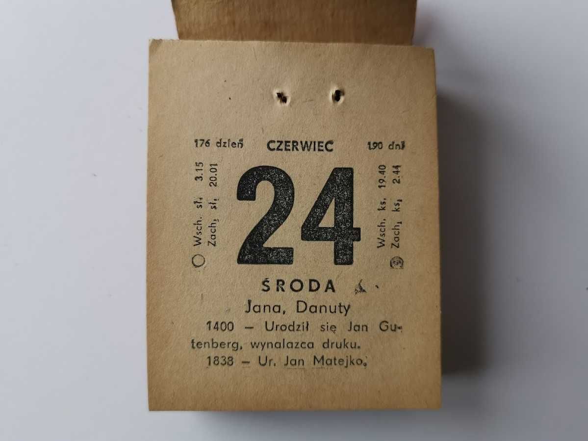 Kartka z kalendarza 1964 - oryginalna