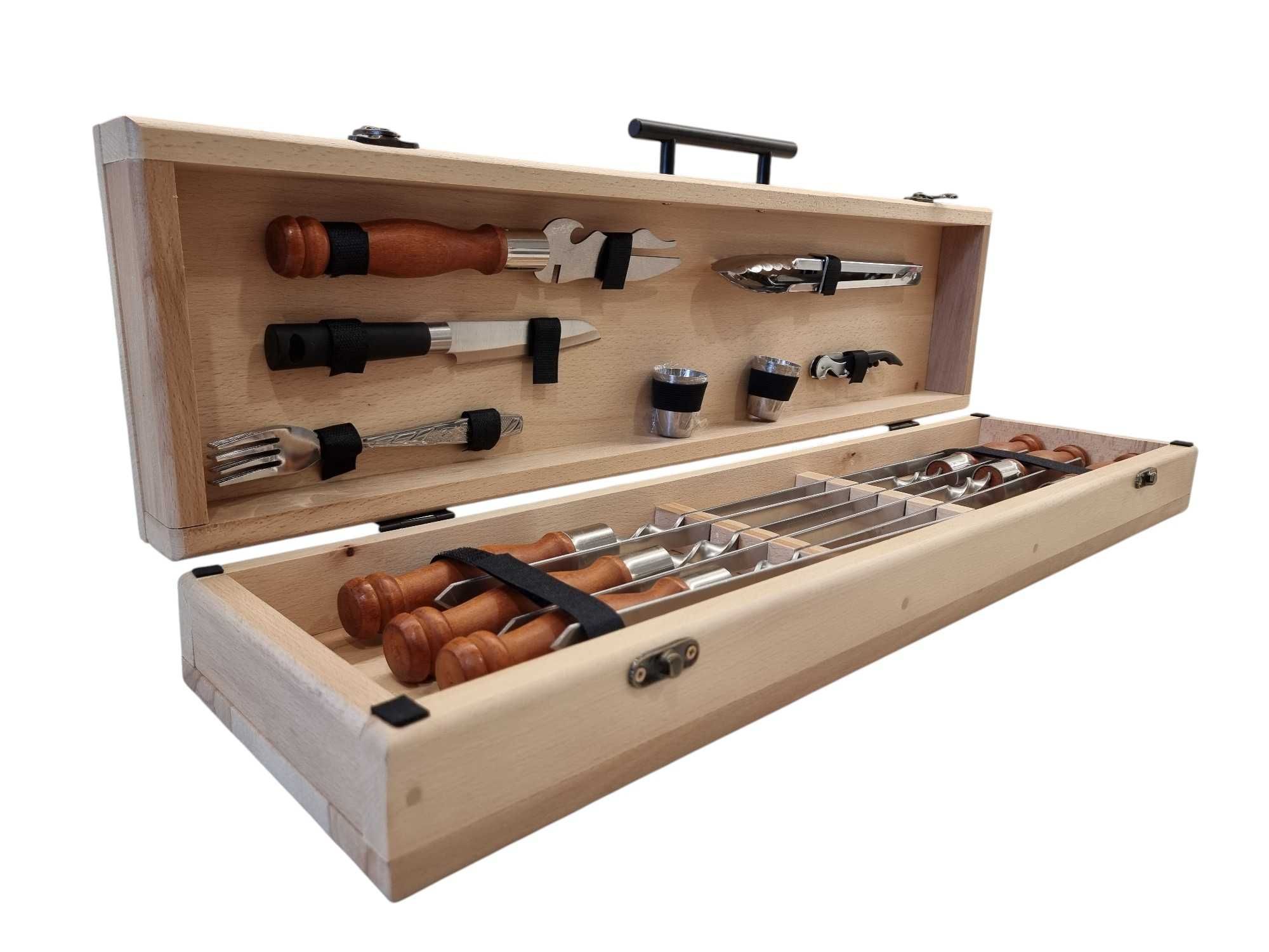 Подарунковий набір для BBQ у дерев'яному футлярі Natural Beech
