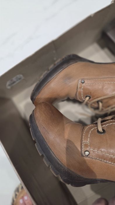 Botki trzewiki na obcasie lasocki skórzane z komuszkiem ocieplane beż