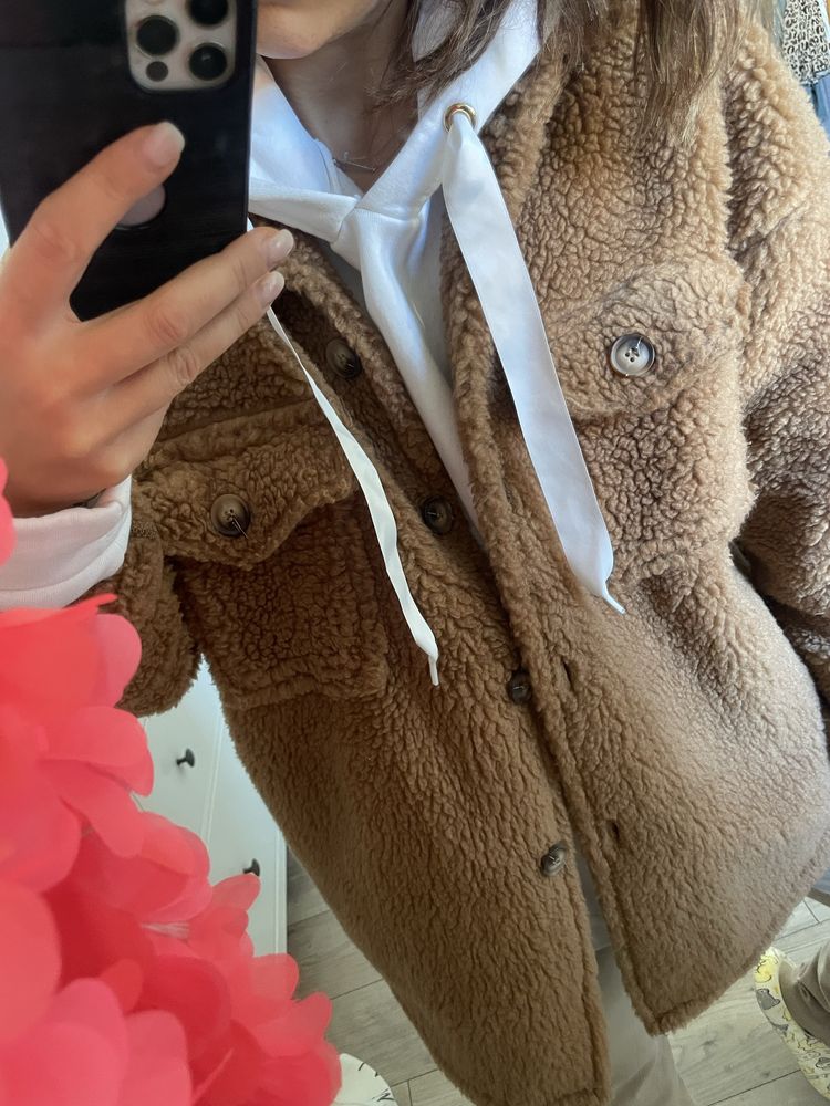 Kurtka bluza teddy misiu S brazowa beżowa