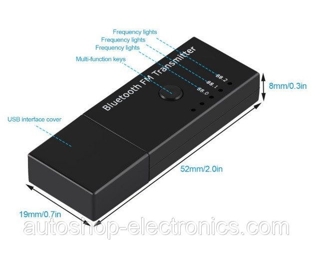 Bluetooth FM модулятор с питанием USB + громкая связь (блютус фм)