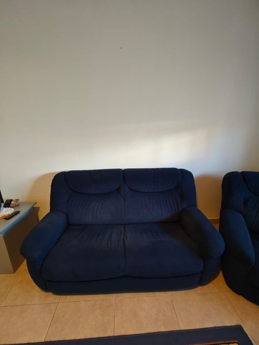 Conjunto de 2 sofás (2 lugares e 1 lugar) cor azul