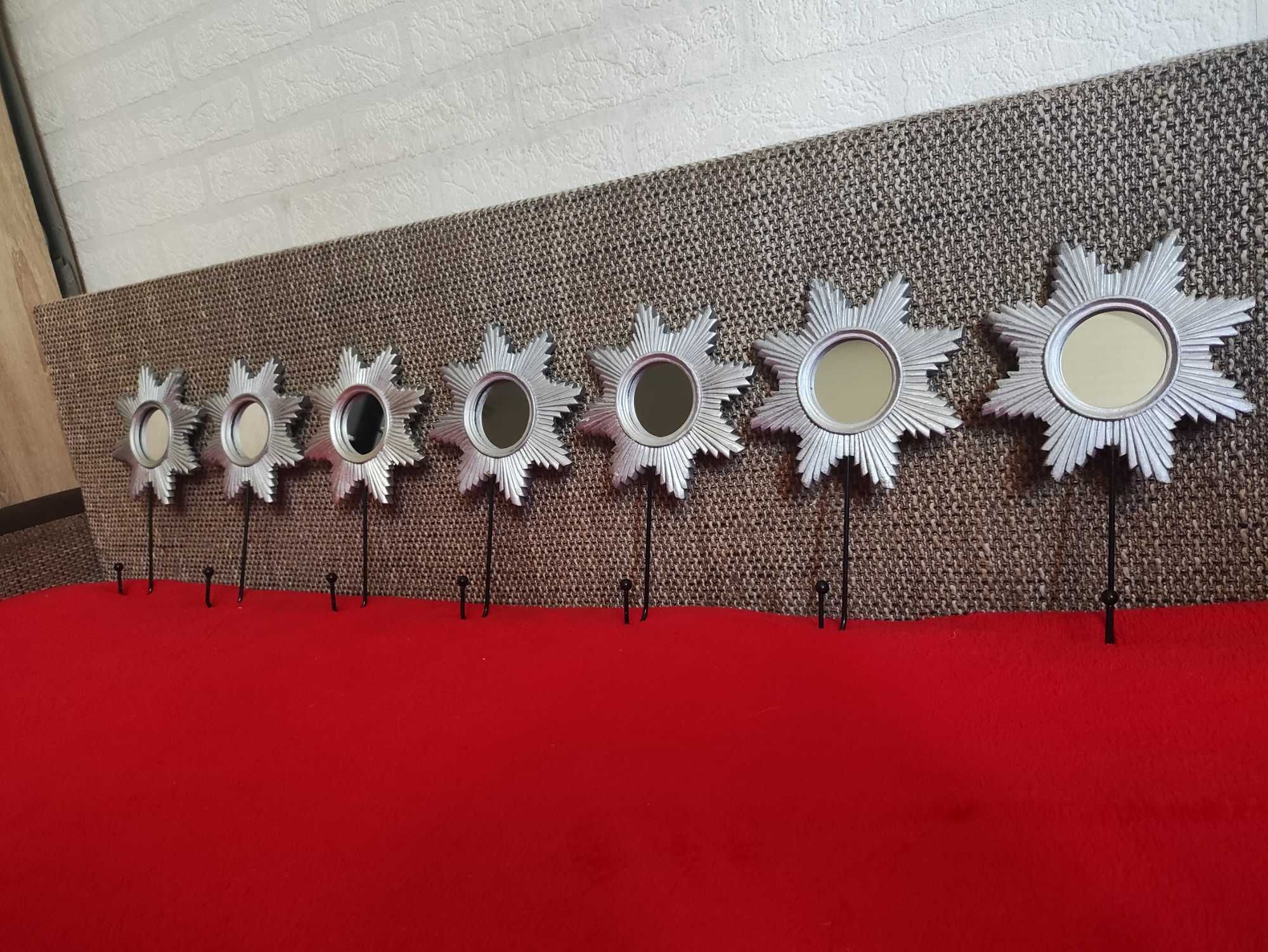 Lustro Lusterko Srebrne Okrągłe Lusterko Wieszak na ręczniki ozdobne