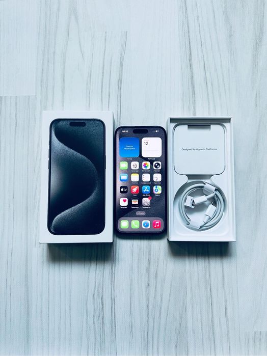 З гарантією iphone 15pro 128gb black titanium neverlock 87%фіз сім
