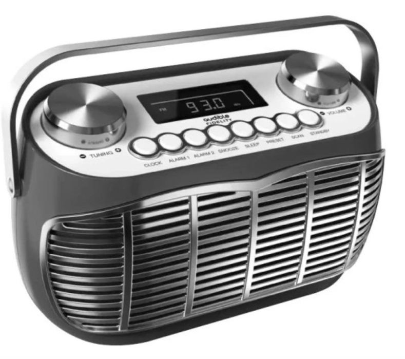Radiobudzik retro Audible Fidelity FM, przenośne w kolorze CZARNYM