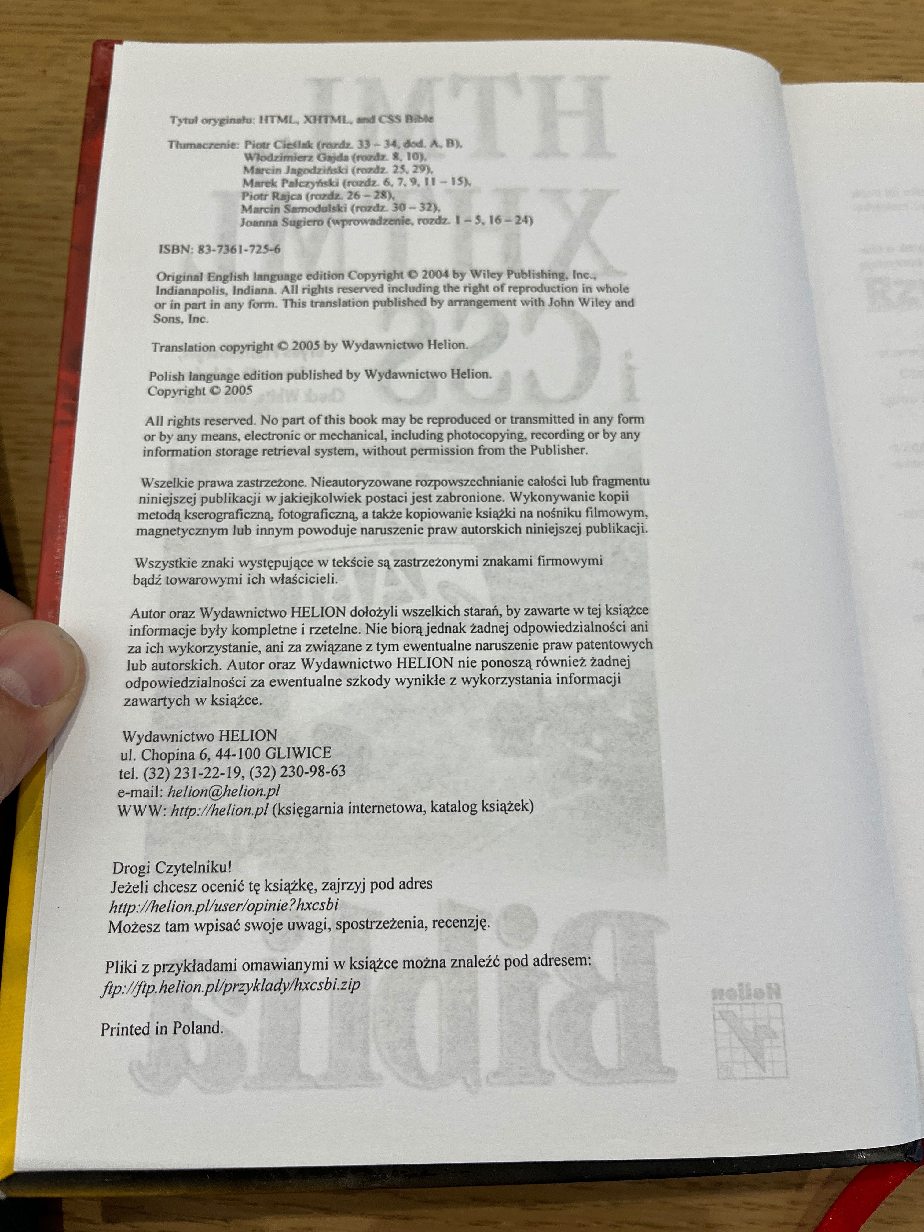 Książka HTML, XHTML i CSS Brian Pffafenberg
