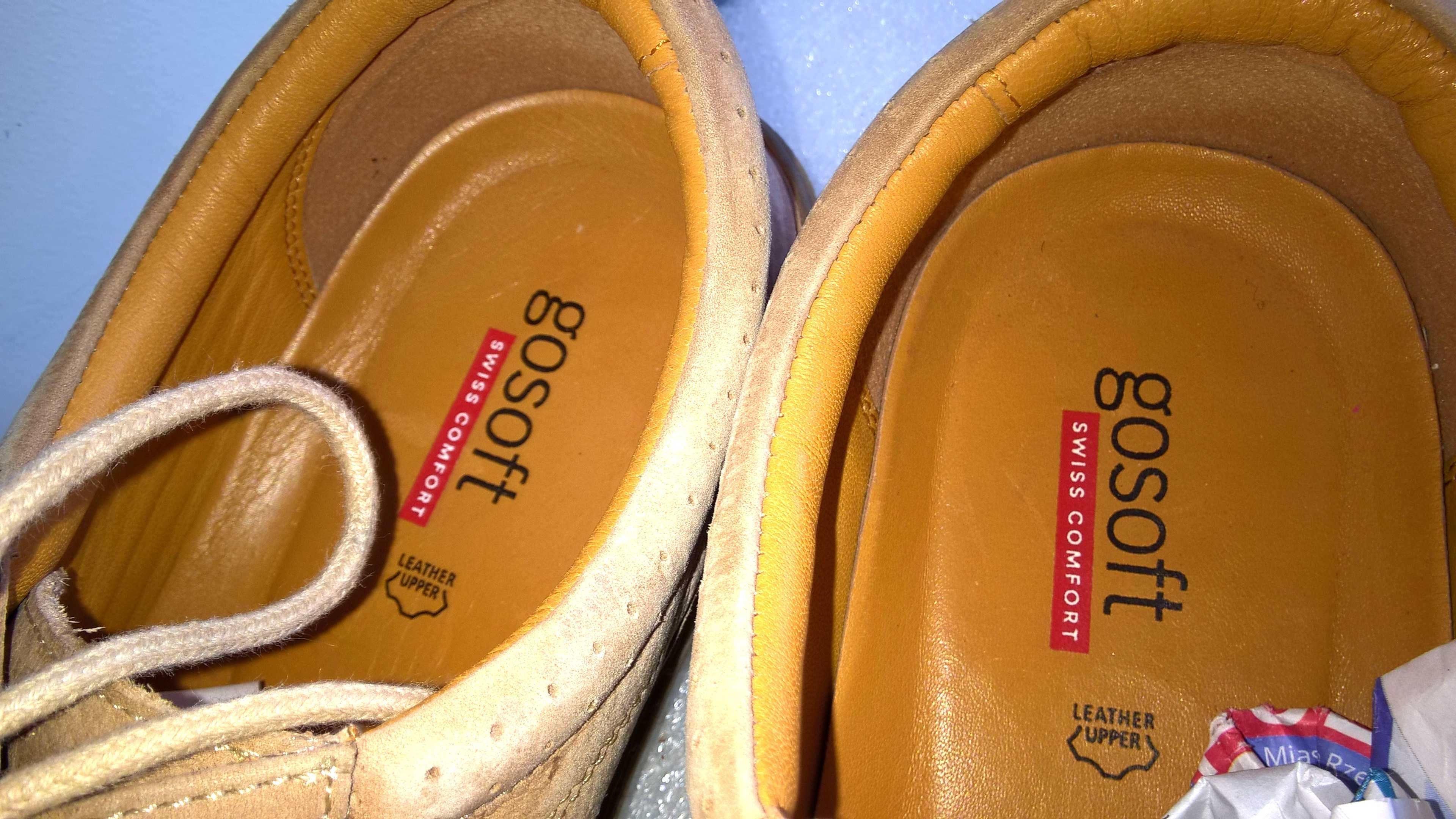 Go Soft Półbuty Camel wentylowane ecco lato  SWISS COMFORT