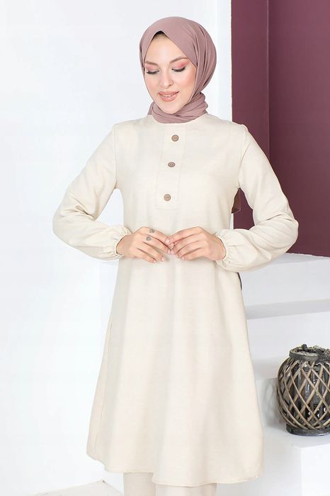 Tesettur Dunyasi 38 M Komplet Beżowy Stylowy R6822